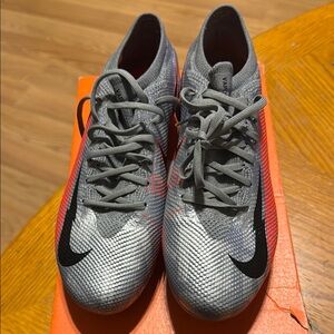 Nike Silver and Red Soccer Cleats